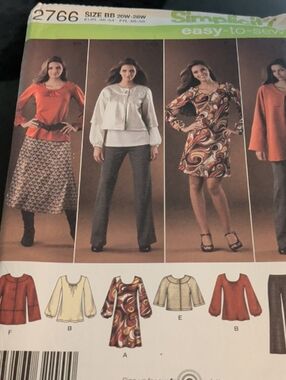 Simplicity Pattern 2766 Plus Size 20W-28W Women's Jacket Top Pants And Dress.